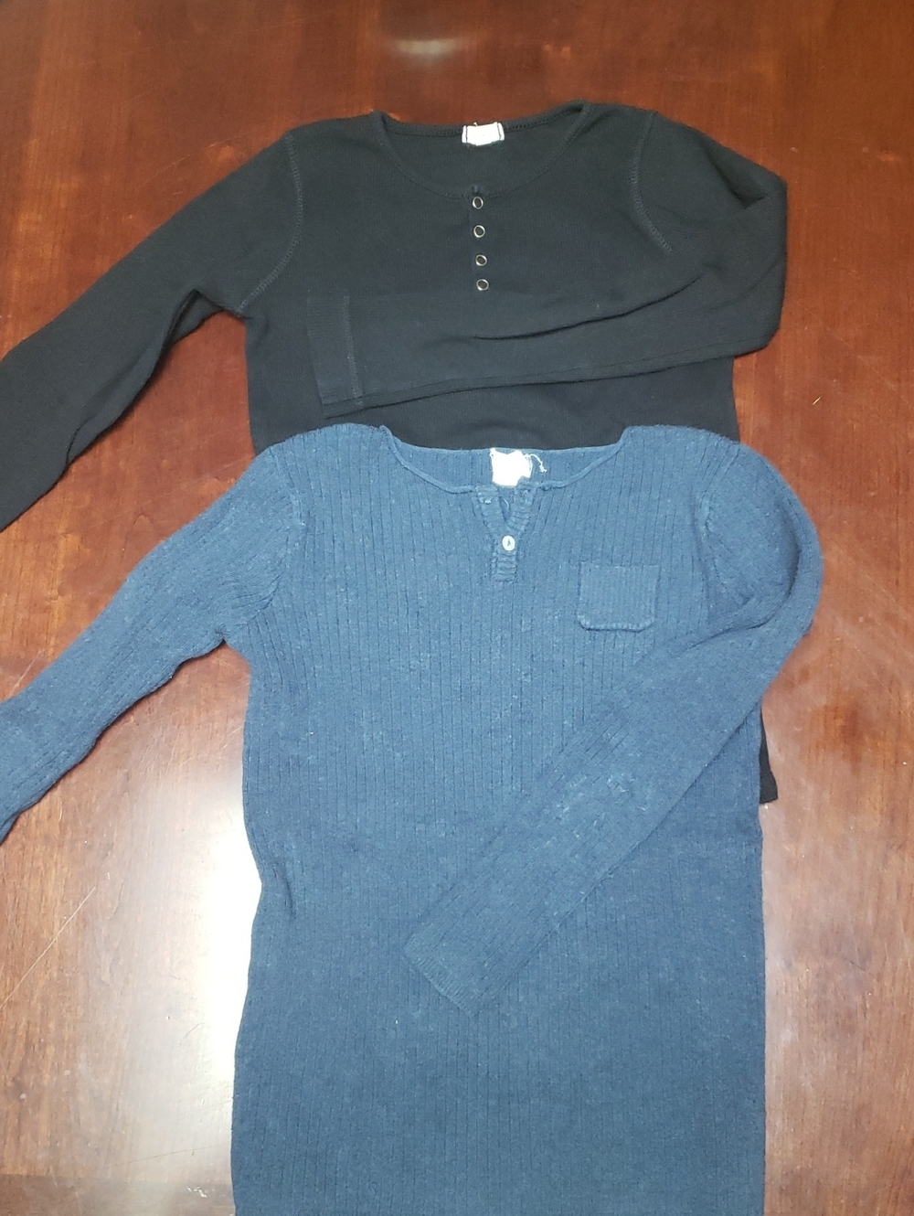 Kids Long Sleeve Ribbed Tops Lil Legs - Navy and Black